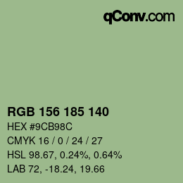 カラーコード: RGB 156 185 140 | qconv.com