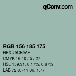 Farbcode: RGB 156 185 175 | qconv.com