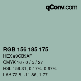 Farbcode: RGB 156 185 175 | qconv.com