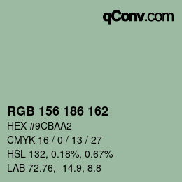 Color code: RGB 156 186 162 | qconv.com