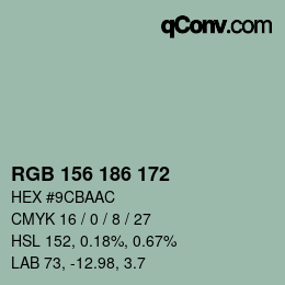 Color code: RGB 156 186 172 | qconv.com