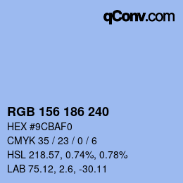 Color code: RGB 156 186 240 | qconv.com