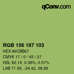 カラーコード: RGB 156 187 103 | qconv.com