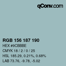 Color code: RGB 156 187 190 | qconv.com
