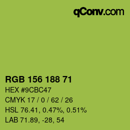 Color code: RGB 156 188 71 | qconv.com