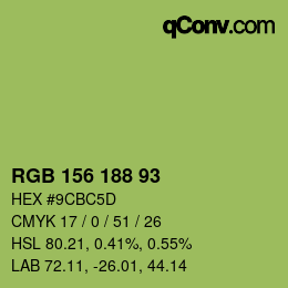 颜色代码: RGB 156 188 93 | qconv.com