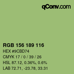 カラーコード: RGB 156 189 116 | qconv.com