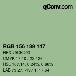 颜色代码: RGB 156 189 147 | qconv.com