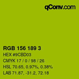 カラーコード: RGB 156 189 3 | qconv.com