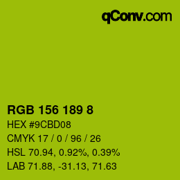 カラーコード: RGB 156 189 8 | qconv.com