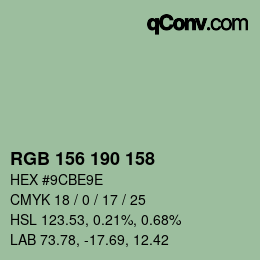 Color code: RGB 156 190 158 | qconv.com