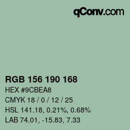 Color code: RGB 156 190 168 | qconv.com