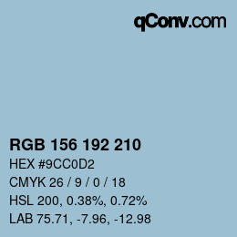 Color code: RGB 156 192 210 | qconv.com