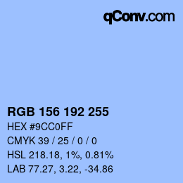 Color code: RGB 156 192 255 | qconv.com