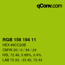 カラーコード: RGB 156 194 11 | qconv.com
