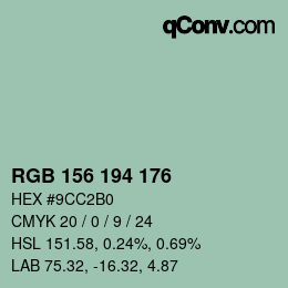 Color code: RGB 156 194 176 | qconv.com