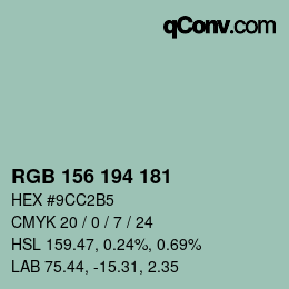 Color code: RGB 156 194 181 | qconv.com