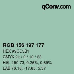 Code couleur: RGB 156 197 177 | qconv.com