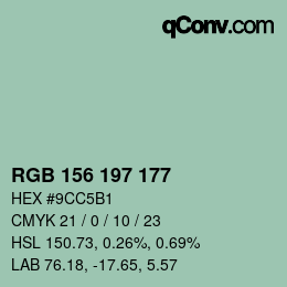 颜色代码: RGB 156 197 177 | qconv.com