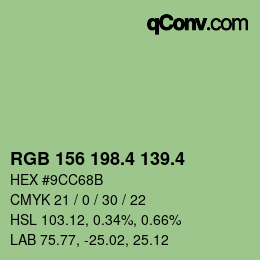 カラーコード: RGB 156 198.4 139.4 | qconv.com