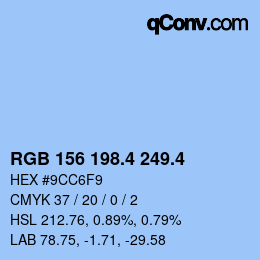 カラーコード: RGB 156 198.4 249.4 | qconv.com