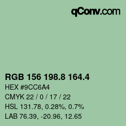 カラーコード: RGB 156 198.8 164.4 | qconv.com