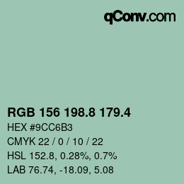 カラーコード: RGB 156 198.8 179.4 | qconv.com