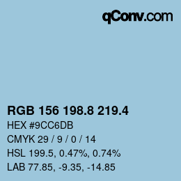 カラーコード: RGB 156 198.8 219.4 | qconv.com