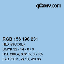 Color code: RGB 156 198 231 | qconv.com