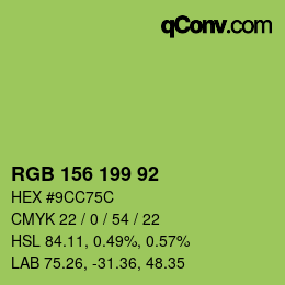 颜色代码: RGB 156 199 92 | qconv.com