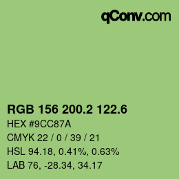 カラーコード: RGB 156 200.2 122.6 | qconv.com