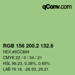 カラーコード: RGB 156 200.2 132.6 | qconv.com