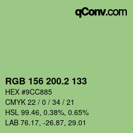 カラーコード: RGB 156 200.2 133 | qconv.com
