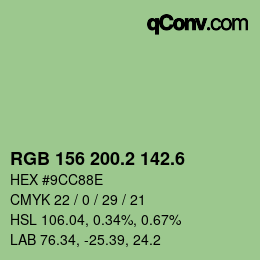 カラーコード: RGB 156 200.2 142.6 | qconv.com