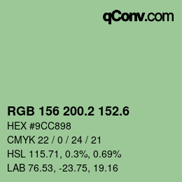 カラーコード: RGB 156 200.2 152.6 | qconv.com