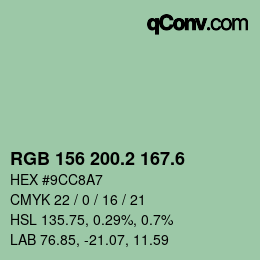 カラーコード: RGB 156 200.2 167.6 | qconv.com