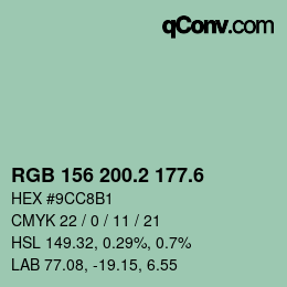 カラーコード: RGB 156 200.2 177.6 | qconv.com