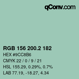 カラーコード: RGB 156 200.2 182 | qconv.com