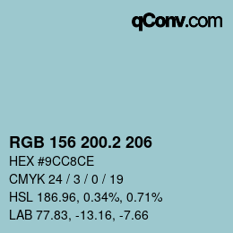 カラーコード: RGB 156 200.2 206 | qconv.com