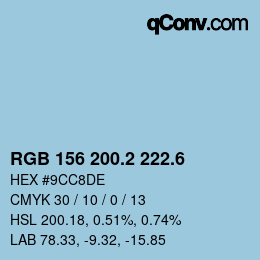 カラーコード: RGB 156 200.2 222.6 | qconv.com