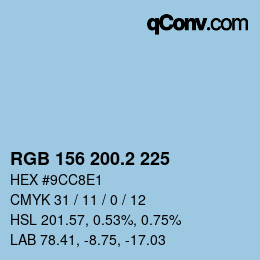 カラーコード: RGB 156 200.2 225 | qconv.com