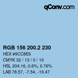 カラーコード: RGB 156 200.2 230 | qconv.com