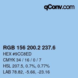 カラーコード: RGB 156 200.2 237.6 | qconv.com