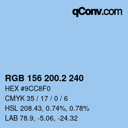 カラーコード: RGB 156 200.2 240 | qconv.com