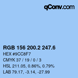 カラーコード: RGB 156 200.2 247.6 | qconv.com