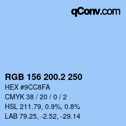 カラーコード: RGB 156 200.2 250 | qconv.com