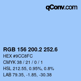 カラーコード: RGB 156 200.2 252.6 | qconv.com