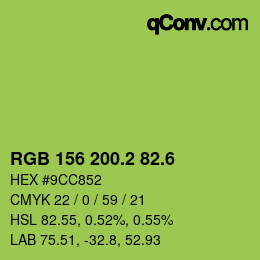 カラーコード: RGB 156 200.2 82.6 | qconv.com