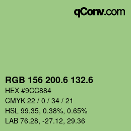 カラーコード: RGB 156 200.6 132.6 | qconv.com