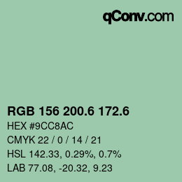 カラーコード: RGB 156 200.6 172.6 | qconv.com